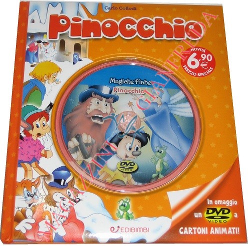 LIBRO FIABA PINOCCHIO CON DVD CARTONE ANIMATO.
